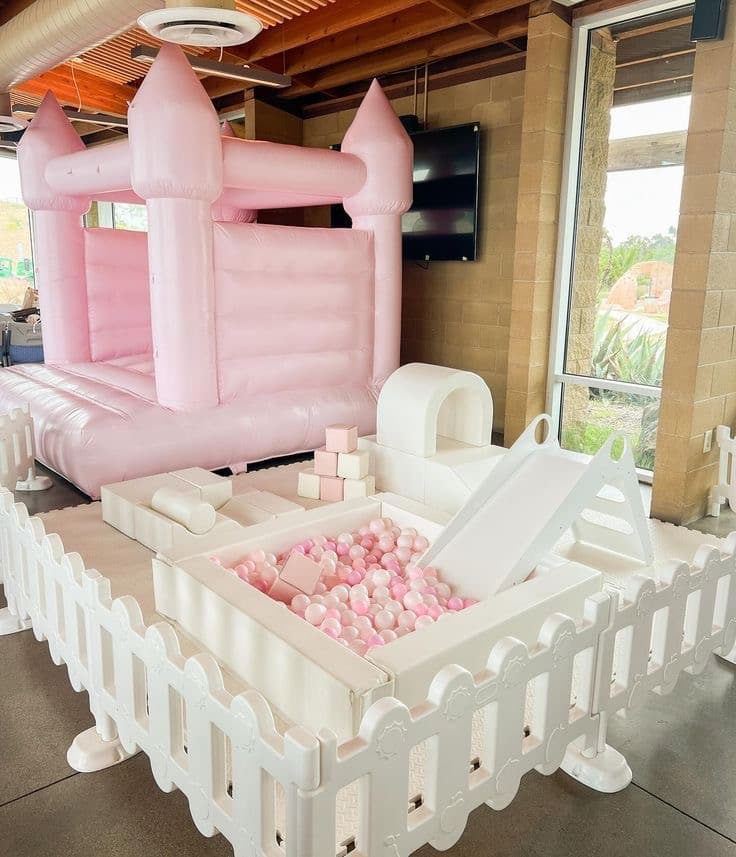 Cloud 9 Soft play rental with bounce house setup at Las Vegas backyard party